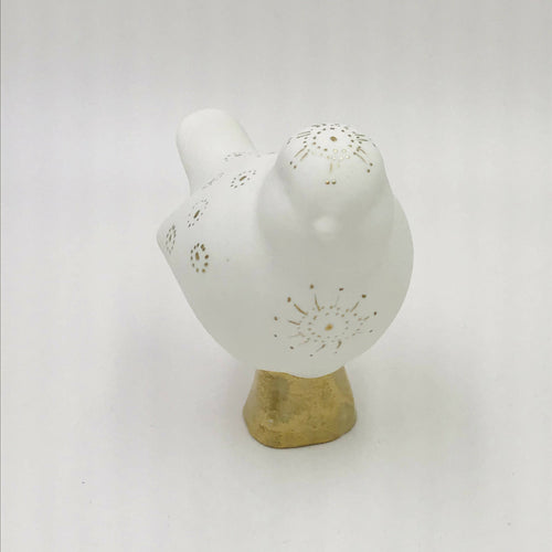 Oiseau porcelaine et Or - Motif petits pois et tête couronnée | EMPREINTES Paris - EMPREINTES Paris