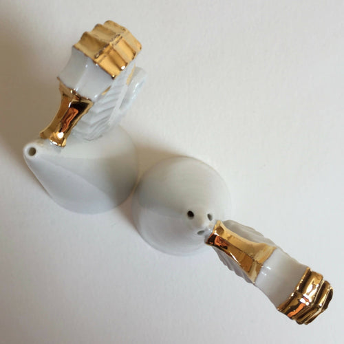 Salière et poivrière Hippocampe en porcelaine et or | EMPREINTES Paris - EMPREINTES Paris