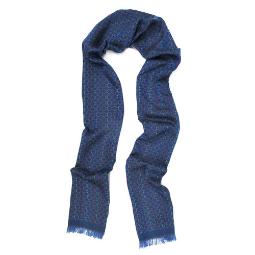 Écharpe étroite Coton Soie Bleu Multico tesselles | EMPREINTES Paris - EMPREINTES Paris