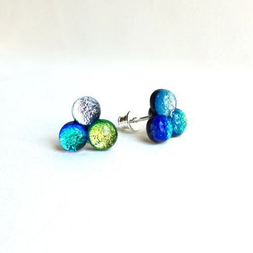 Boucles d'oreilles TRINE argent-bleu-vert | EMPREINTES Paris - EMPREINTES Paris