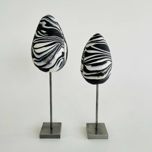 Sculpture sein porcelaine noire et blanche et liserés argent | EMPREINTES Paris - EMPREINTES Paris