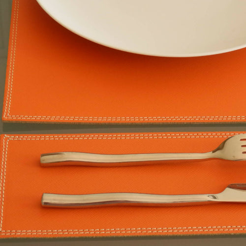 Set de table Grimaud en cuir Tangerine | EMPREINTES Paris - EMPREINTES Paris