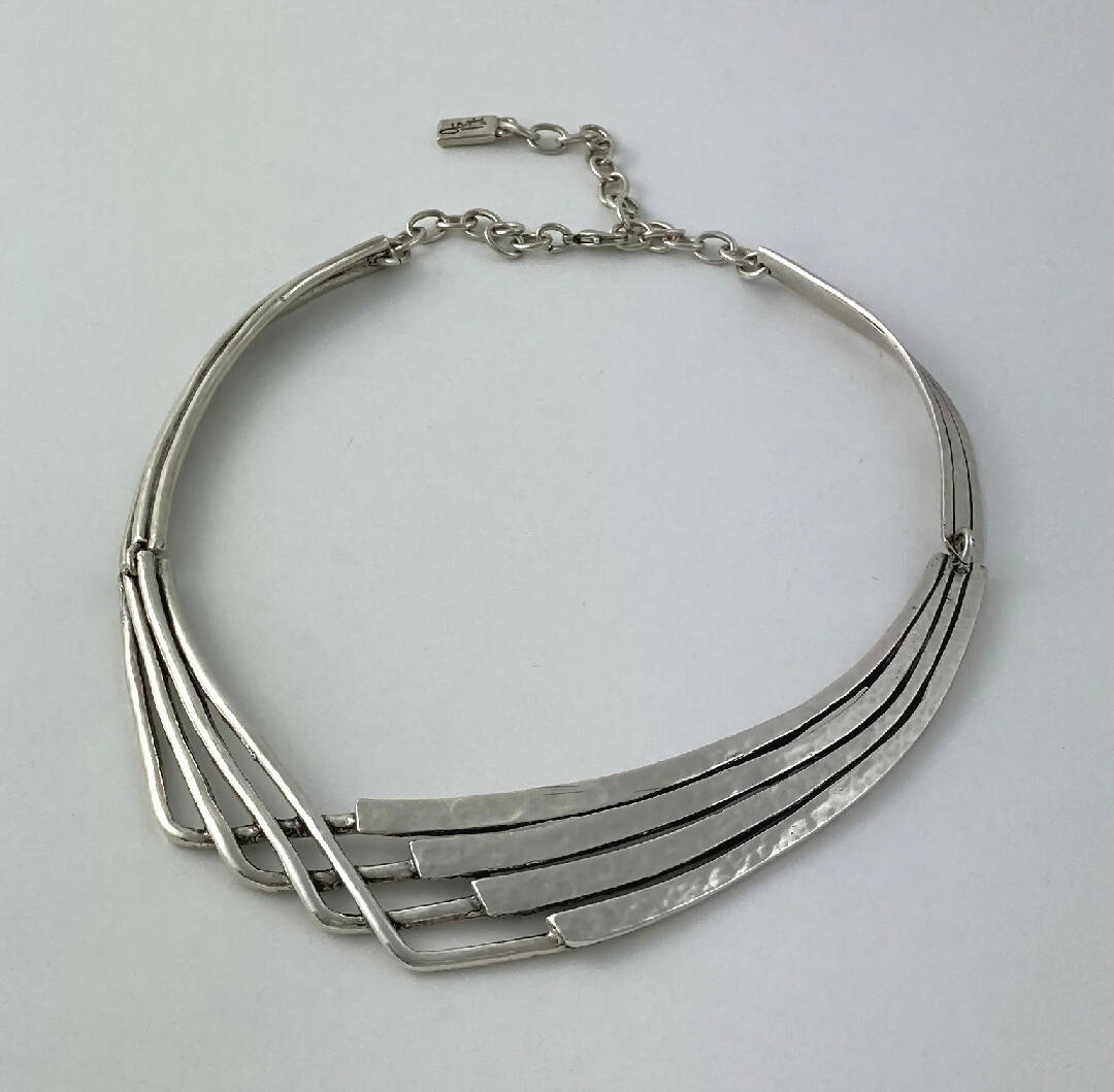 Collier réglable en étain argenté 2 | EMPREINTES Paris