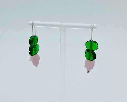 Boucles d'oreilles Printemps rose et vert foncé | EMPREINTES Paris - EMPREINTES Paris