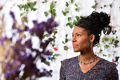 Boucles d'oreilles longues Sénécio turquoise | EMPREINTES Paris - EMPREINTES Paris