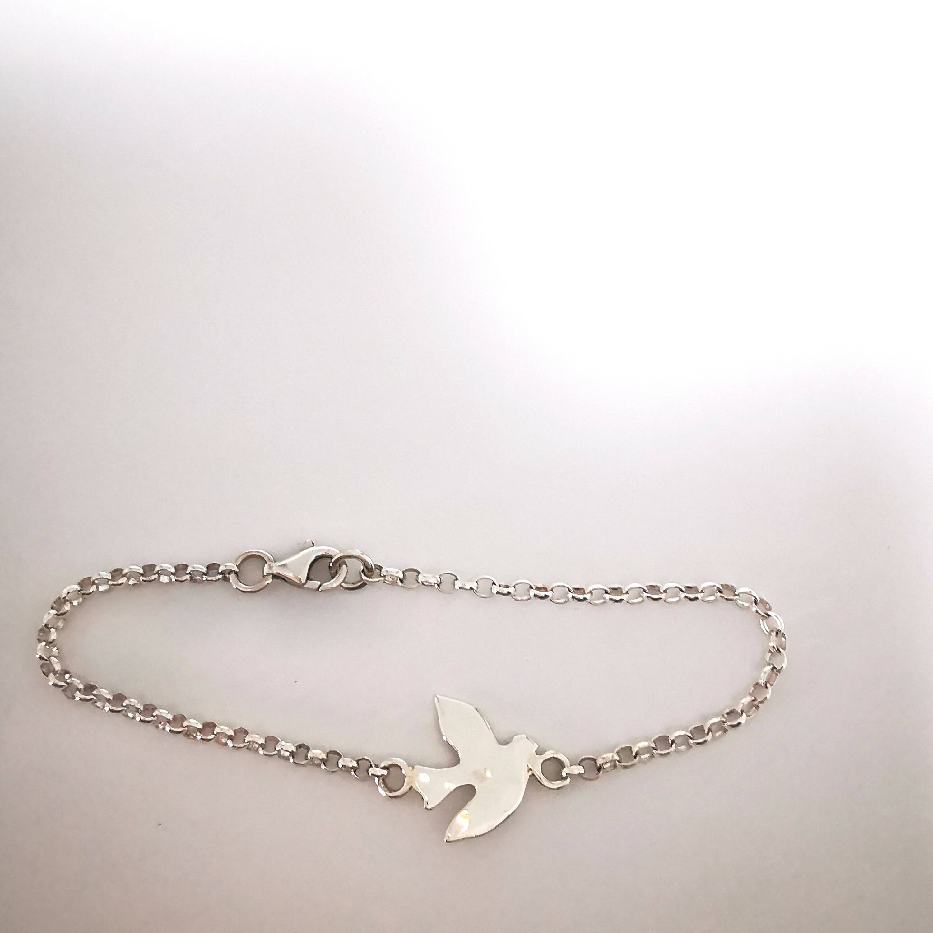 Bracelet Colombe avec chaîne jaseron argent massif | EMPREINTES Paris