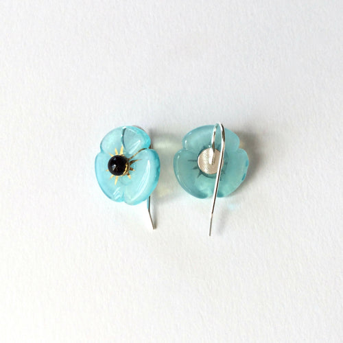 Boucles d'oreilles COQUELICOT bleu aqua | EMPREINTES Paris - EMPREINTES Paris