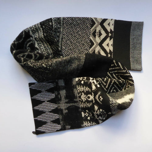 Écharpe hivernale homme- noir ecru | EMPREINTES Paris - EMPREINTES Paris