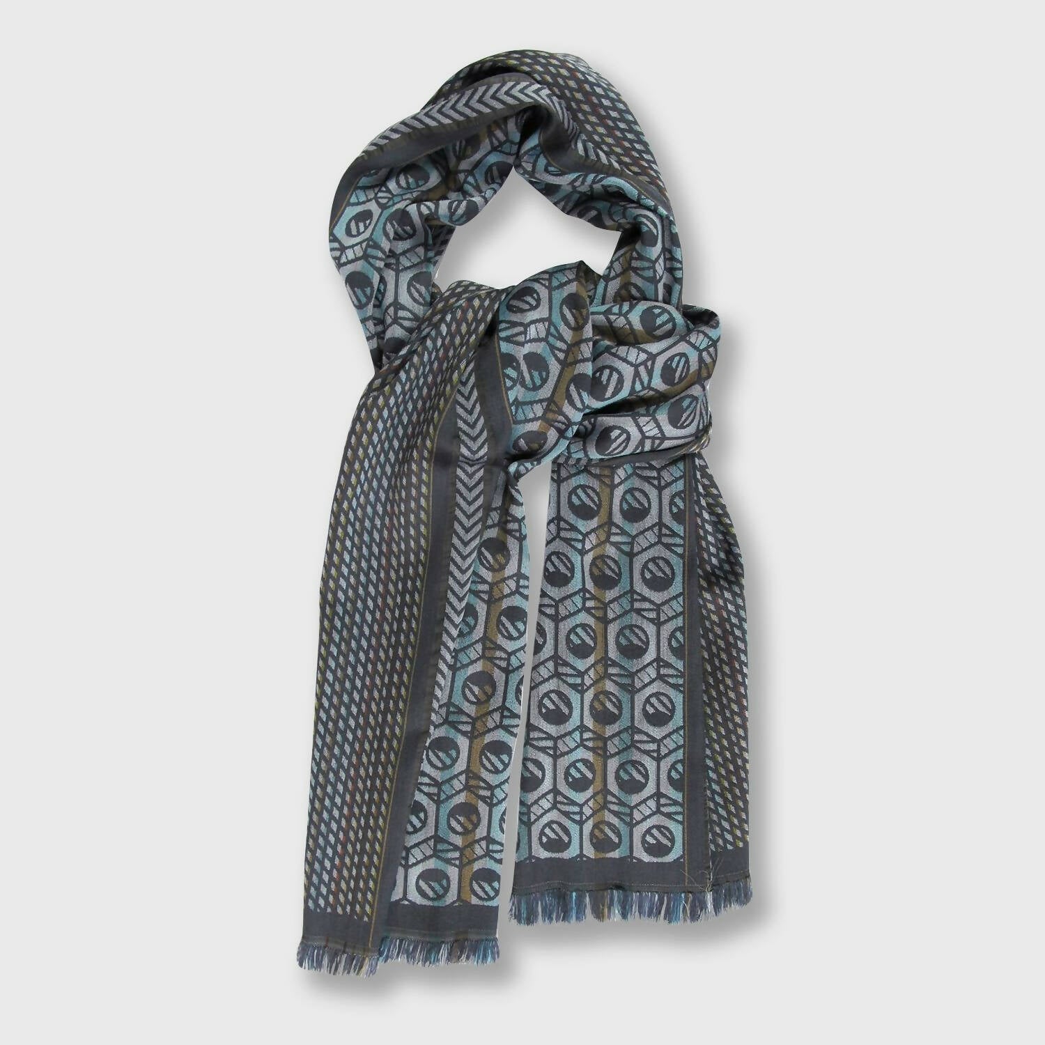 Écharpe midi multico chiné - grilles écrous - | EMPREINTES Paris