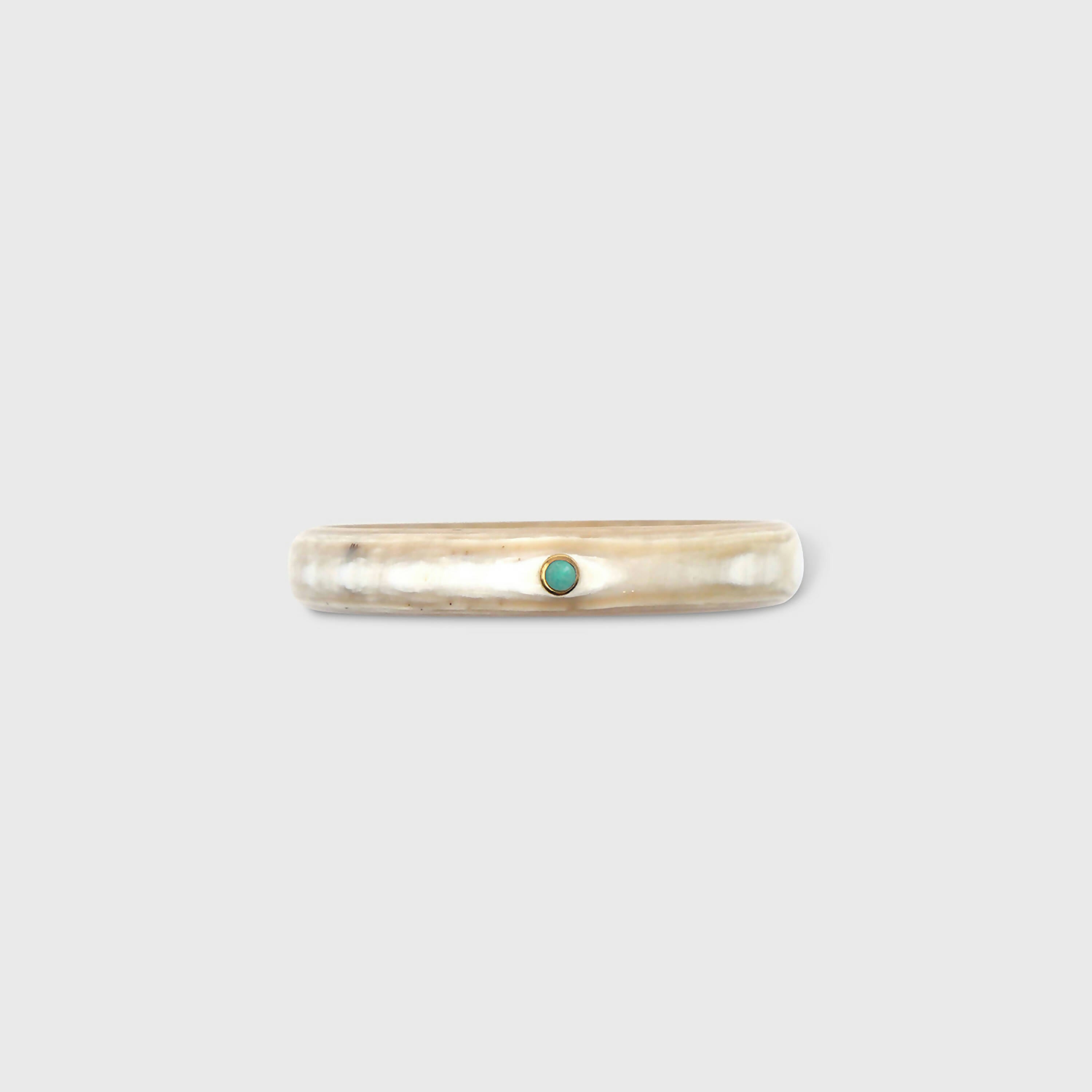 Bracelet jonc en corne claire 10mm - Serti 1 pierre 4mm | EMPREINTES Paris | EMPREINTES Paris
