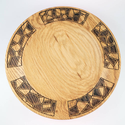 Petit plat en bois de chêne avec gravures géométriques | EMPREINTES Paris - EMPREINTES Paris