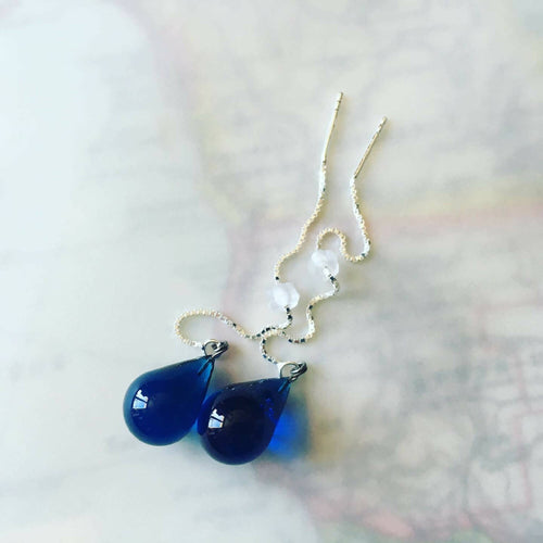 Boucles d'oreilles perles de pluie bleu encre | EMPREINTES Paris - EMPREINTES Paris