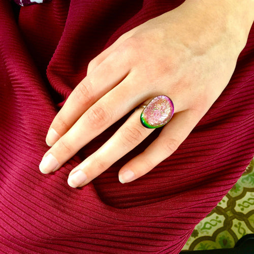 Bague FÈVE dichroïque rose | EMPREINTES Paris - EMPREINTES Paris