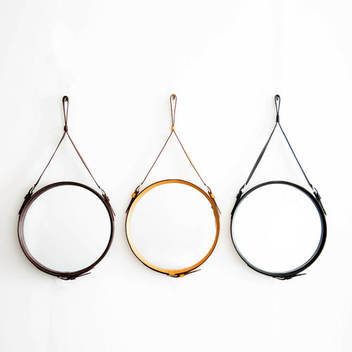 Miroir Alek cuir noir | EMPREINTES Paris - EMPREINTES Paris