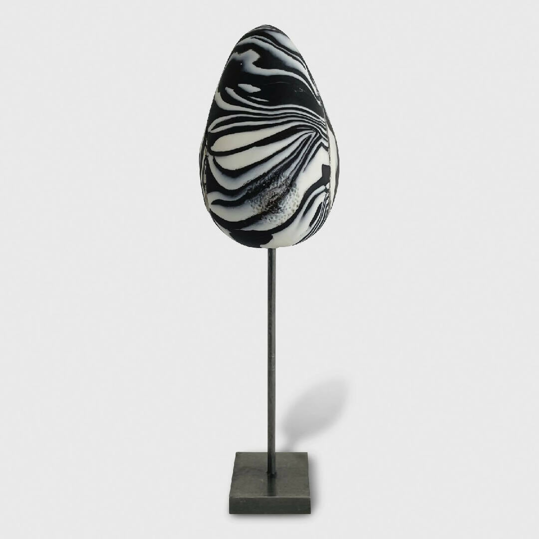 Sculpture sein porcelaine noire et blanche et liserés argent | EMPREINTES Paris