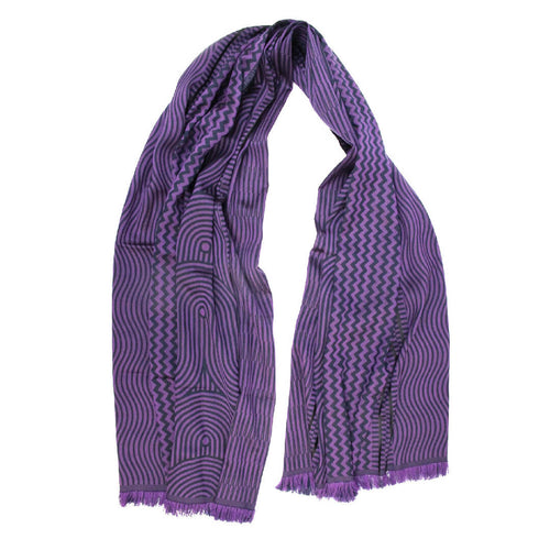 Écharpe maxi Laine Soie Marine Aubergine CINÉTIQUE | EMPREINTES Paris - EMPREINTES Paris