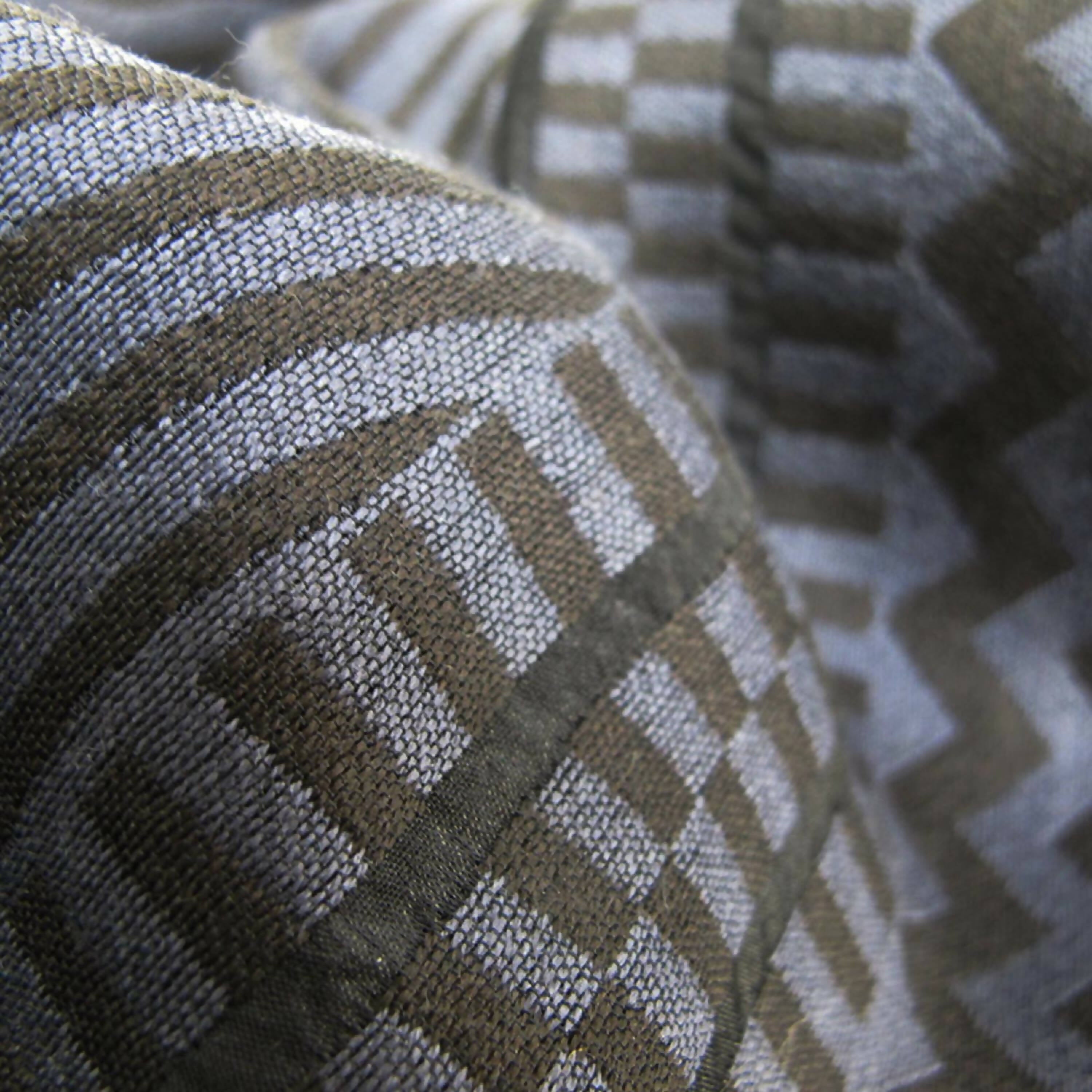 Écharpe midi laine soie sismique zigzig gris chocolat | EMPREINTES Paris