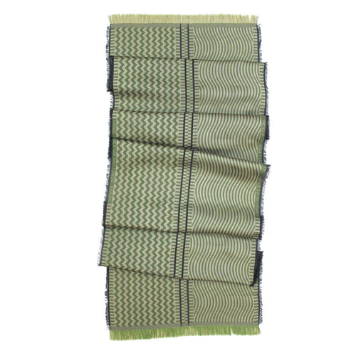 Écharpe midi laine soie sismique zigzig vert camel | EMPREINTES Paris - EMPREINTES Paris