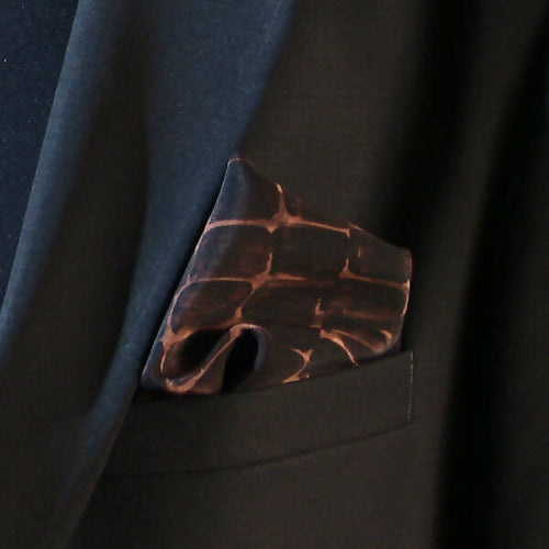 Pochette soie homme- graphique brun | EMPREINTES Paris - EMPREINTES Paris