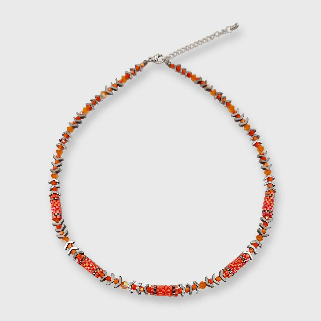 Collier collection Pagode orange et argenté | EMPREINTES Paris