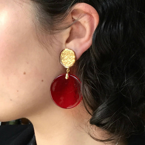 Boucles d'oreilles POP rouge-doré | EMPREINTES Paris - EMPREINTES Paris