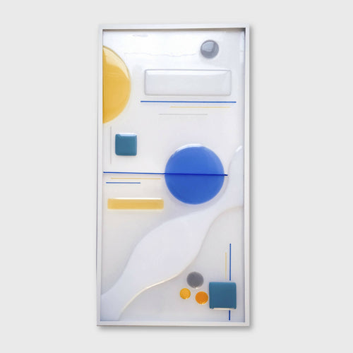 Applique rectangulaire - Rond bleu, ondulation blanche | EMPREINTES Paris - EMPREINTES Paris