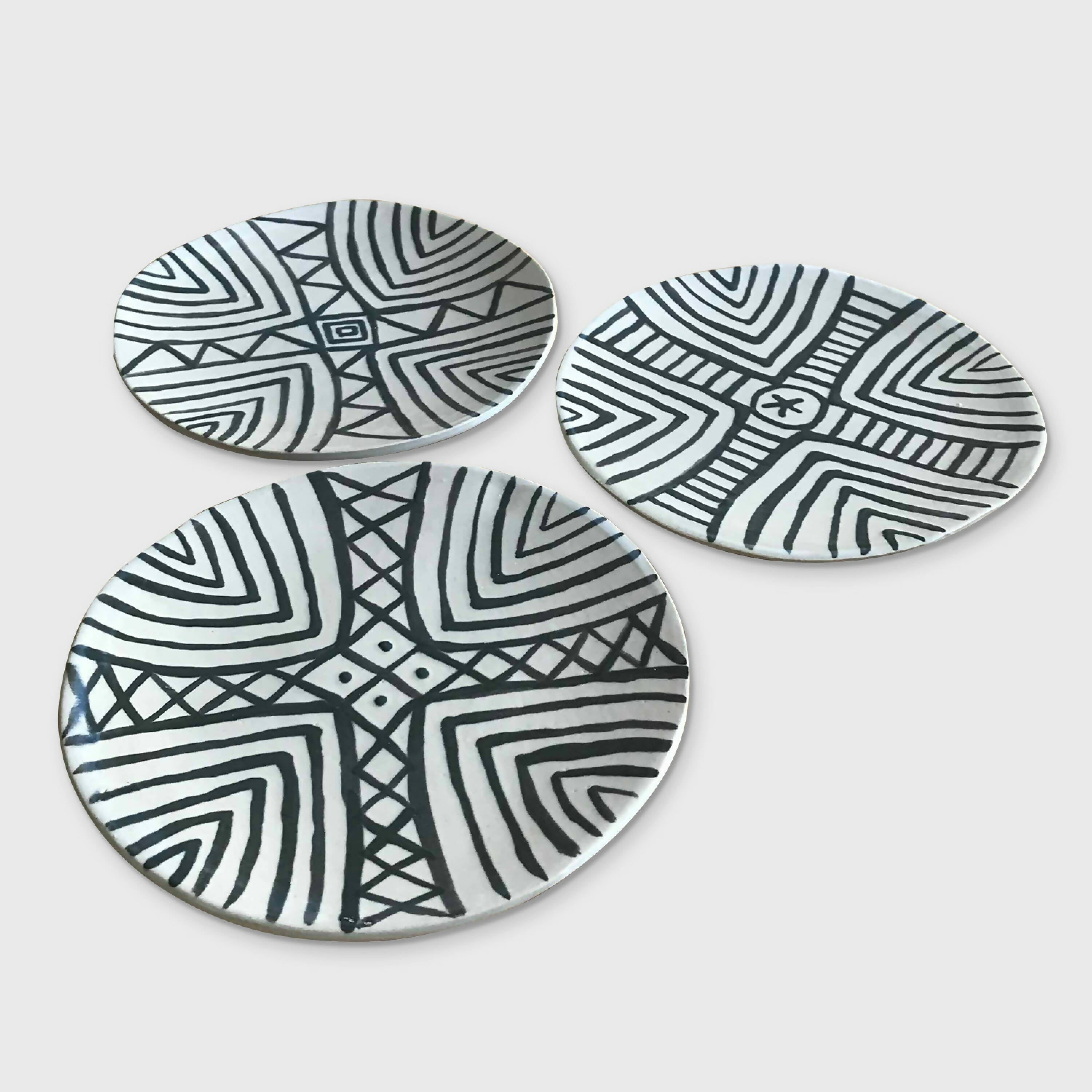 Ensemble de 3 Assiettes Ethnik Black | EMPREINTES Paris