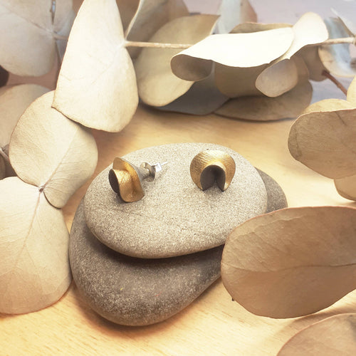 Boucles d'oreilles Synergie gris et or | EMPREINTES Paris - EMPREINTES Paris