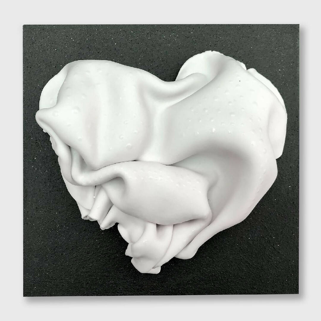 Bas relief tableau collection cœur porcelaine gouttes d