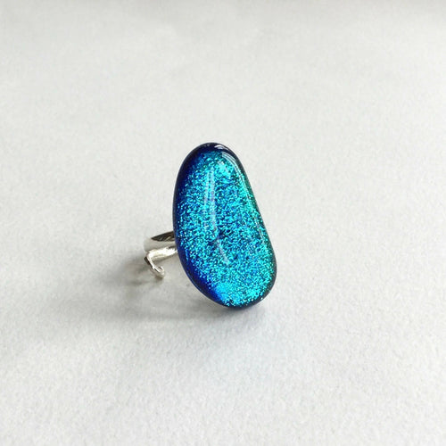 Bague FÈVE dichroïque bleu turquoise | EMPREINTES Paris - EMPREINTES Paris