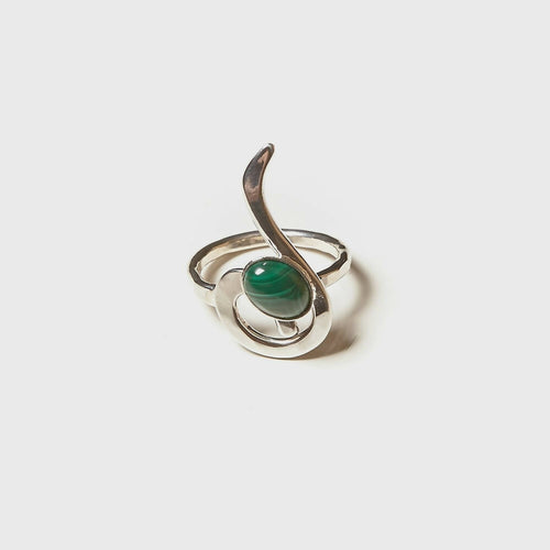 Bague LIZAE en argent avec une malachite. | EMPREINTES Paris - EMPREINTES Paris