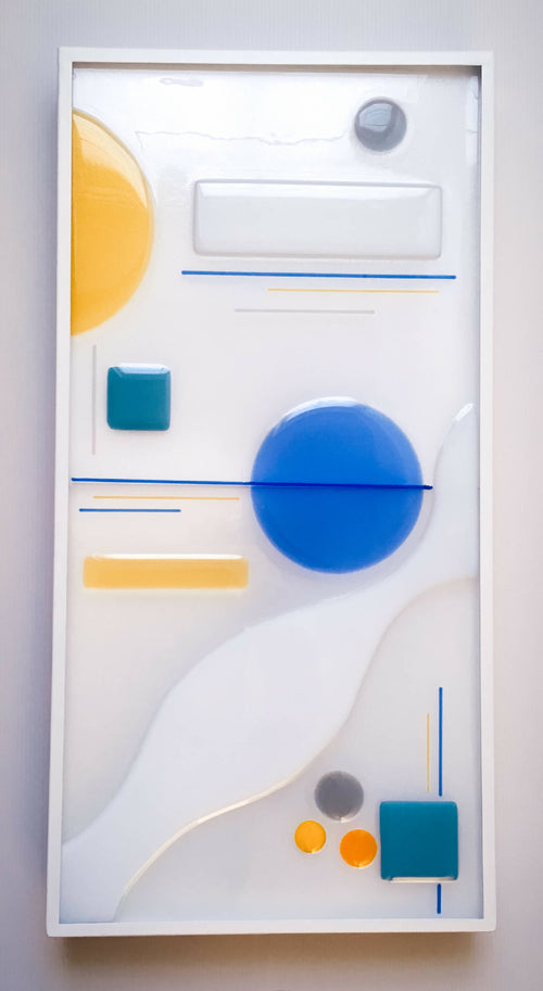 Applique rectangulaire - Rond bleu, ondulation blanche | EMPREINTES Paris - EMPREINTES Paris