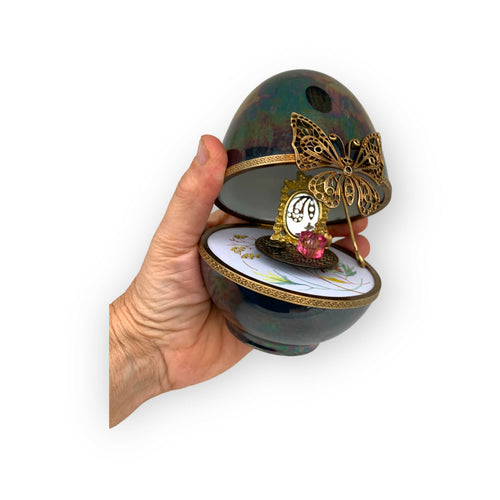 Coffret oeuf musical - cadeau unique patiné argenté | EMPREINTES Paris - EMPREINTES Paris