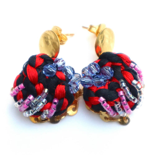Boucles d'oreilles Kabuki Rouge/Noir | EMPREINTES Paris - EMPREINTES Paris