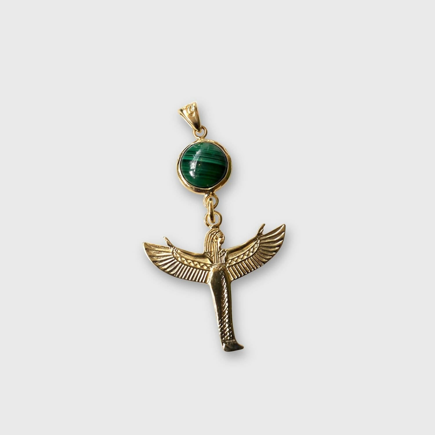 Pendentif Duo Malachite & Isis L’envol plaqué or | EMPREINTES Paris