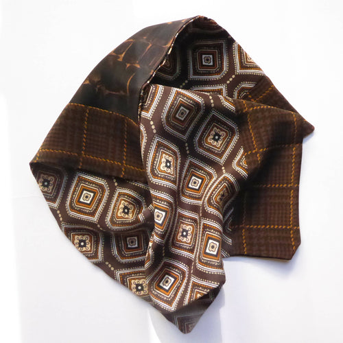 Pochette soie homme- graphique brun | EMPREINTES Paris - EMPREINTES Paris