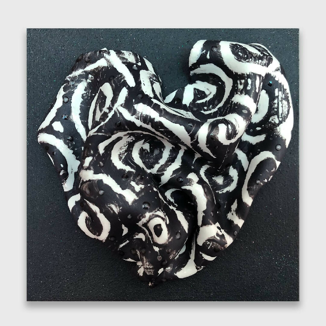 Bas relief tableau collection cœur porcelaine graphique 5 | EMPREINTES Paris