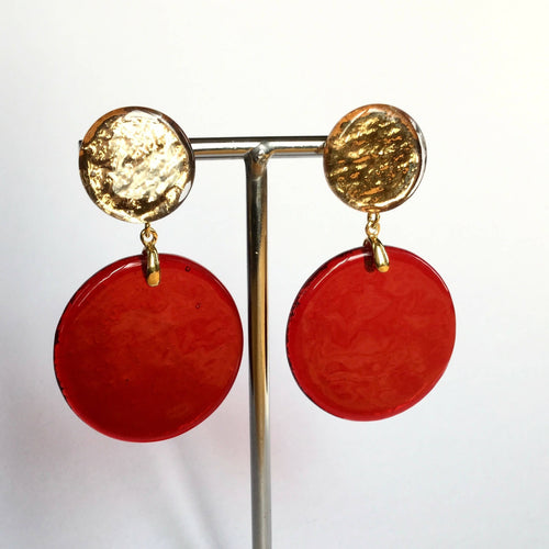 Boucles d'oreilles POP rouge-doré | EMPREINTES Paris - EMPREINTES Paris