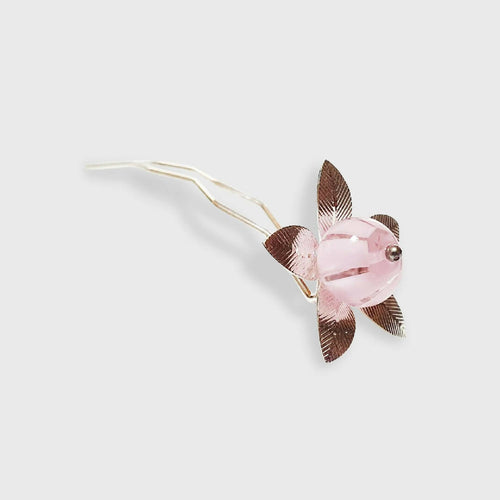 Pic à chignon fleur perle Murano rose | EMPREINTES Paris - EMPREINTES Paris