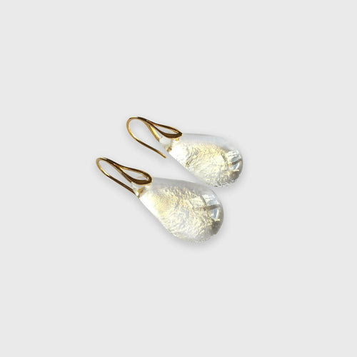 Boucles d'oreilles Gouttes transparentes reflet doré | EMPREINTES Paris - EMPREINTES Paris