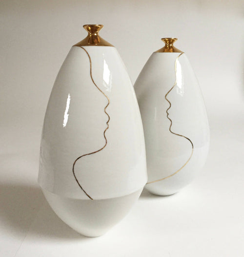 Paire de Vases Soliflore Visages | EMPREINTES Paris - EMPREINTES Paris