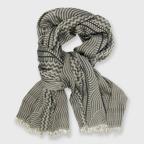 Écharpe maxi Laine Soie Noir Camel CINÉTIQUE | EMPREINTES Paris - EMPREINTES Paris