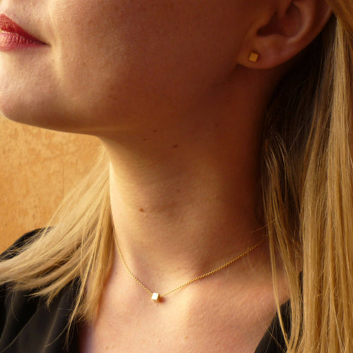 Collier cube doré | EMPREINTES Paris - EMPREINTES Paris