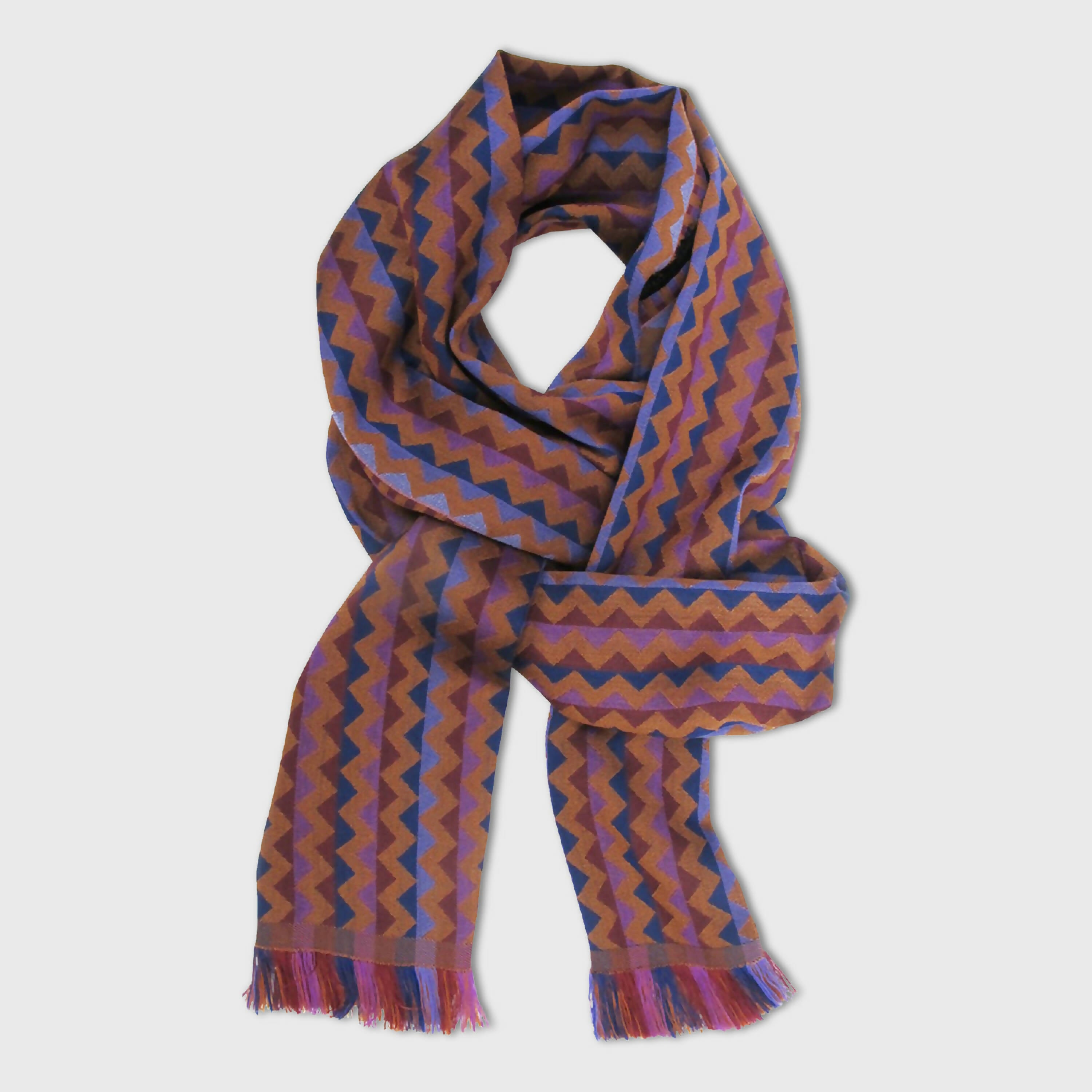 Écharpe Étroite Laine Soie Multico Daim Zig Zig | EMPREINTES Paris