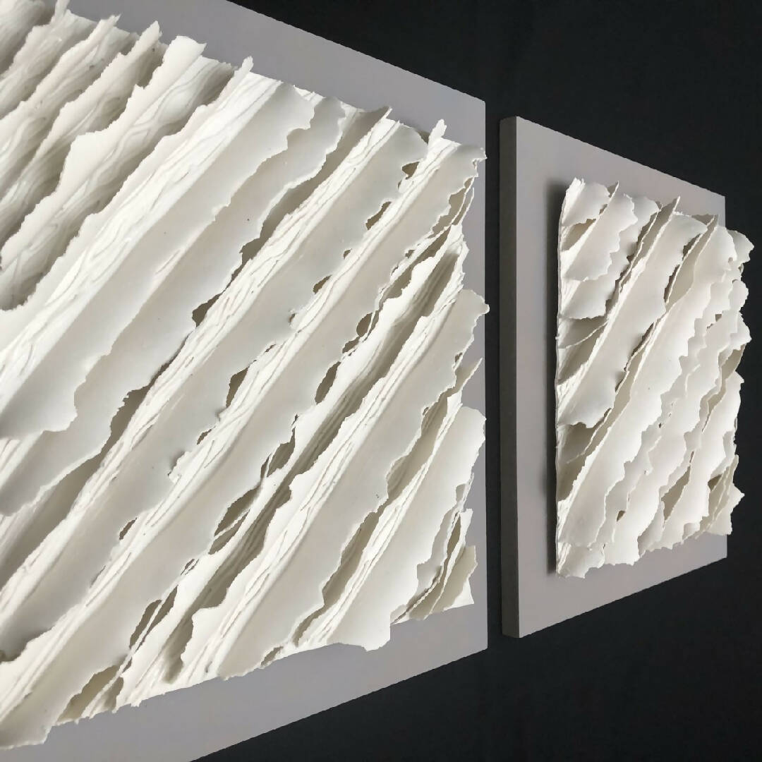 Bas relief tableau papier porcelaine collection écorce labyrinthe  –  EMPREINTES Paris