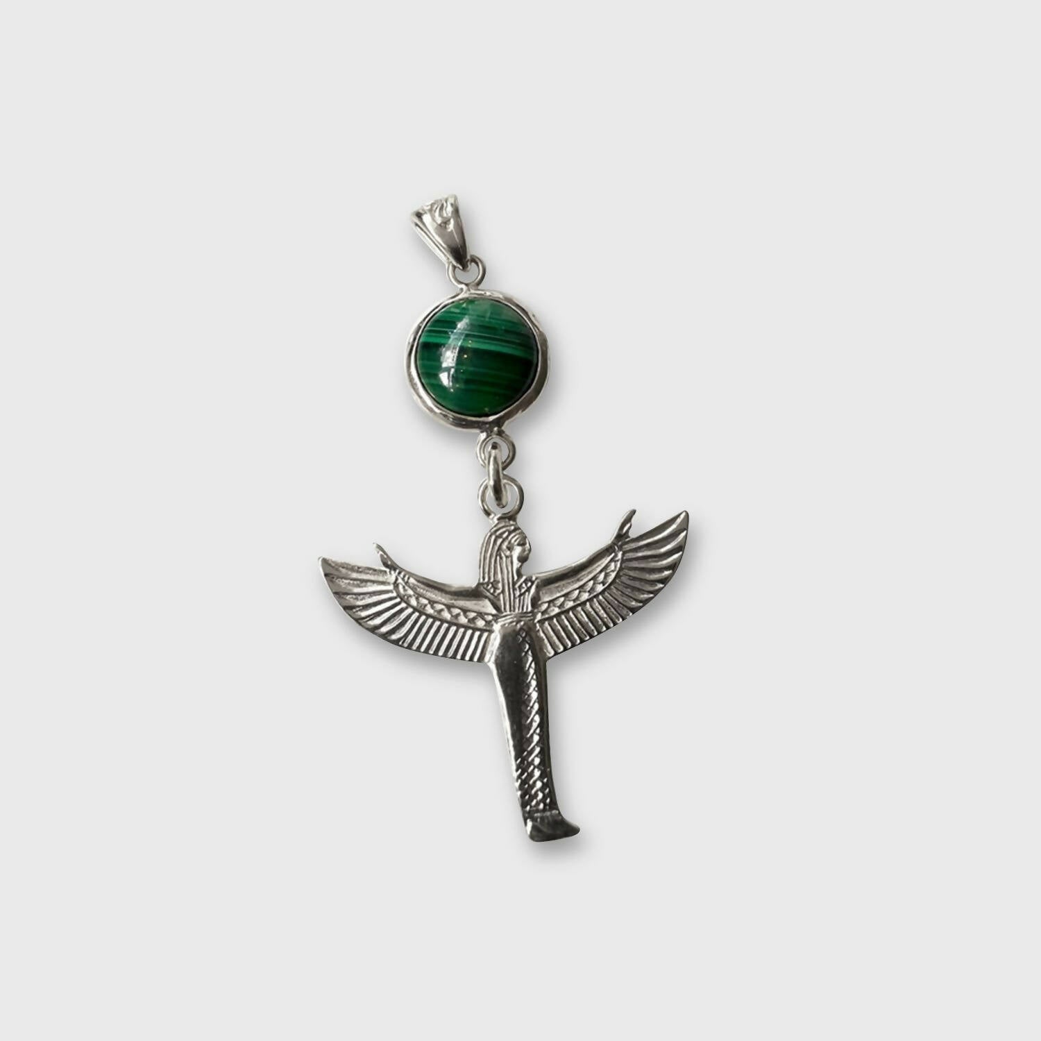 Pendentif Duo Malachite & Isis L’envol argent massif | EMPREINTES Paris