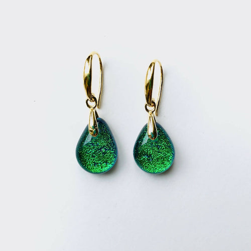 Boucles d'oreilles Perle dichroïque émeraude | EMPREINTES Paris - EMPREINTES Paris