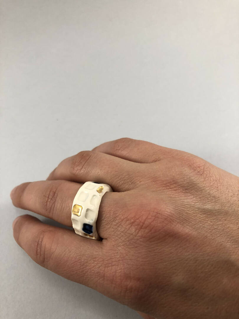 Bague Pixel bleu et or | EMPREINTES Paris