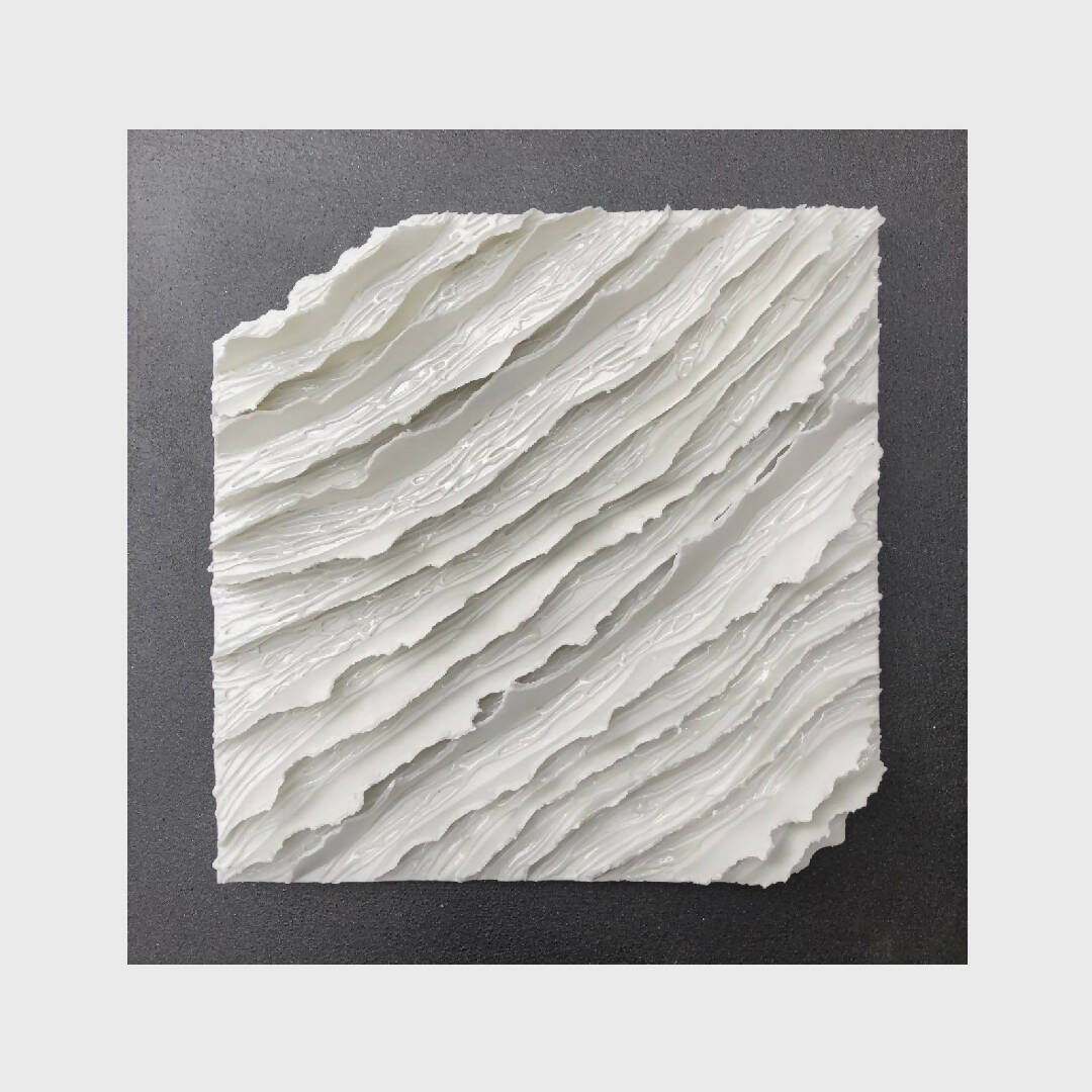 Bas relief tableau papier porcelaine collection écorce Chemin de traverse 3 | EMPREINTES Paris