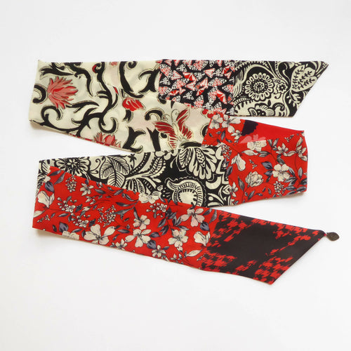 Bandeau soie floral rouge noir | EMPREINTES Paris - EMPREINTES Paris